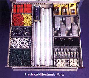 Electronic parts in a modular drawer