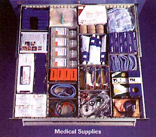Medical supplies in a modular drawer